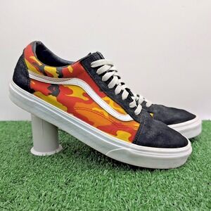Vans‎ Old Skool Pop Shoes Men's 10 Orange Camo Black Suede Canvas Skate Sneakers